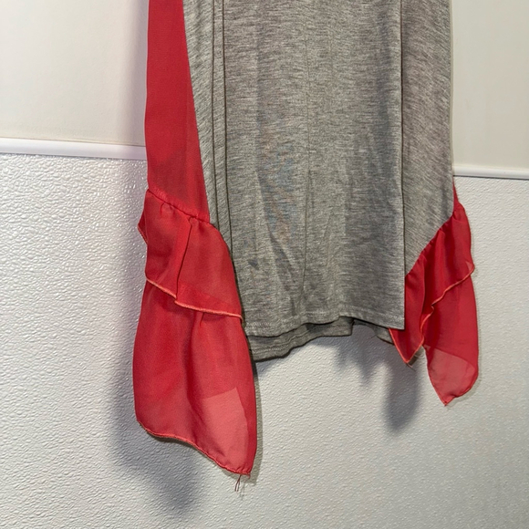 Women's H.I.P. Tank Top Size S Gray and Coral ruffles - Picture 6 of 9